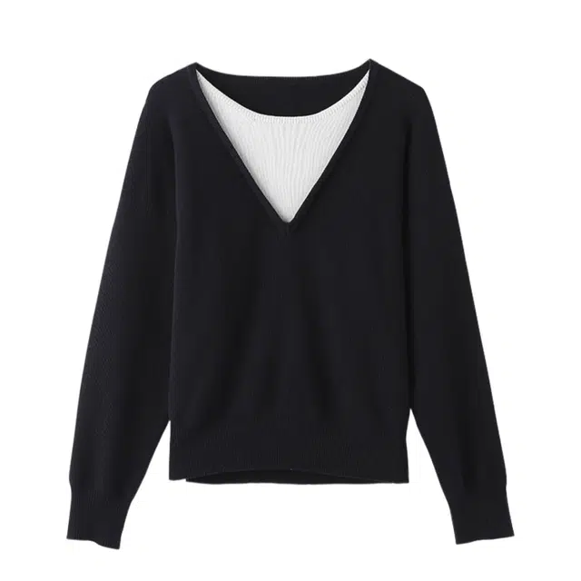 苏九儿 韩系设计假两件宽松高级慵懒 针织衫 女款