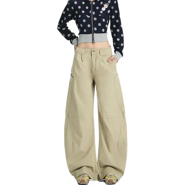 如续 美式复古解构弯刀设计低腰宽松阔腿休闲工装牛仔裤 女款