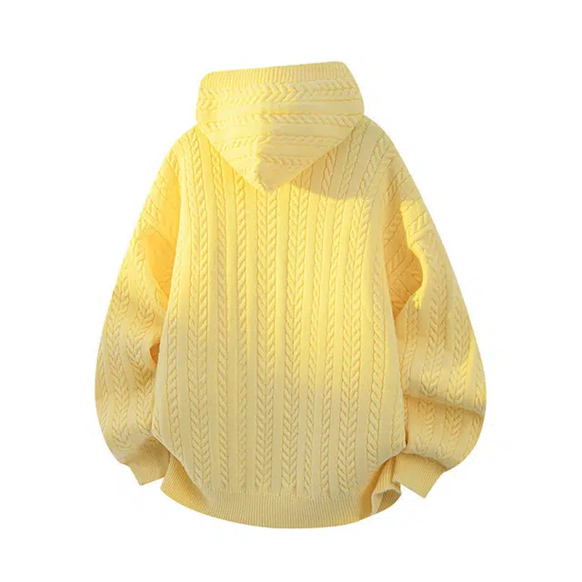 艾梵斯贝 美式复古潮流纯色连帽针织衫简约设计无性别高级感日常通勤百搭宽松休闲时尚法式慵懒风学月份开衫卫衣 男女同款