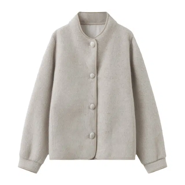 潞优野 简约时尚小香风双面羊绒羊毛呢休闲宽松外套短款小个子大衣 女款