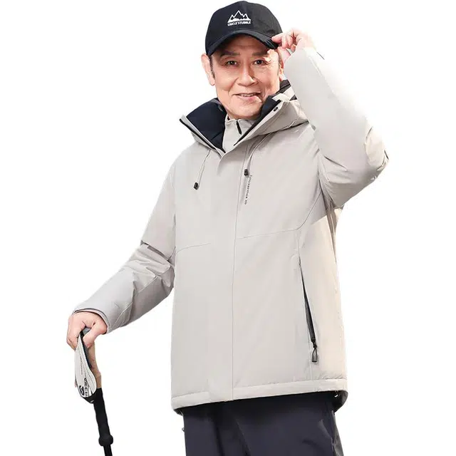 雅鹿 纯色极寒户外加厚鸭绒抗寒防风男商务休闲成熟稳重连帽保暖外套羽绒服 男款