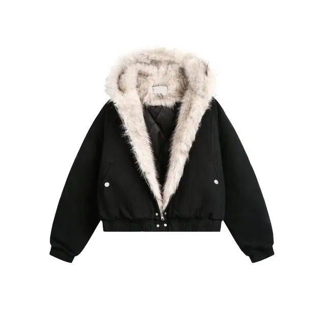 木木兔 美式高街座山雕棉服加厚连帽毛领外套高级感夹克 男款