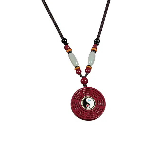 子婳 太极八卦坠招财转运平安顺逐新中式民族国风小众精致时尚简约百搭项链挂件饰品 朱砂 吊坠 男女同款情侣款