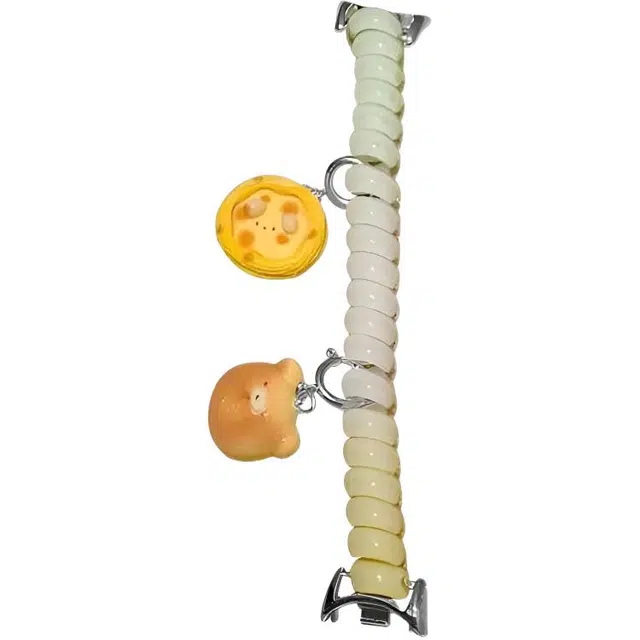 潮米勒 表带 小米红米适用 橡胶材质 多巴胺可爱电话线发圈彩色弹力绳腕带女男通用