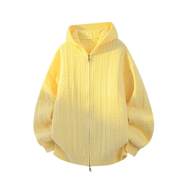 艾梵斯贝 美式复古潮流纯色连帽针织衫简约设计无性别高级感日常通勤百搭宽松休闲时尚法式慵懒风学月份开衫卫衣 男女同款