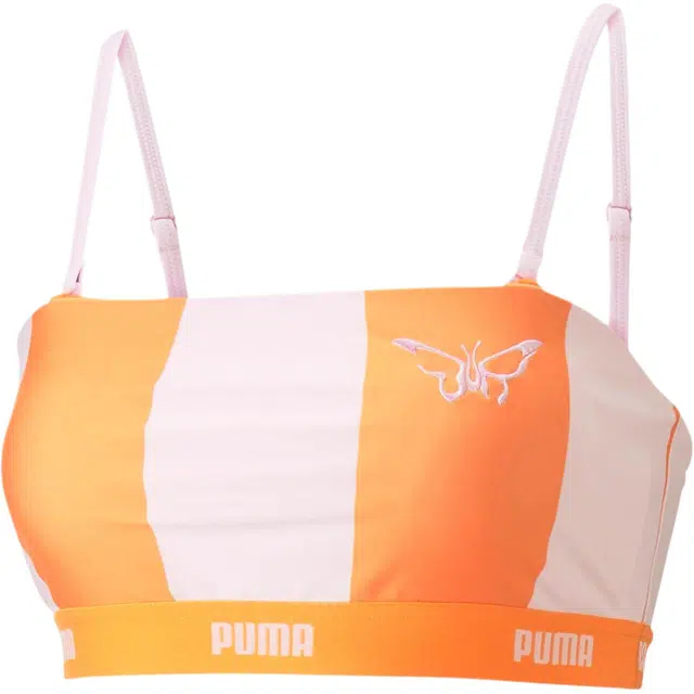 Puma x DUA LIPA Colorblock Logo Bra Orange