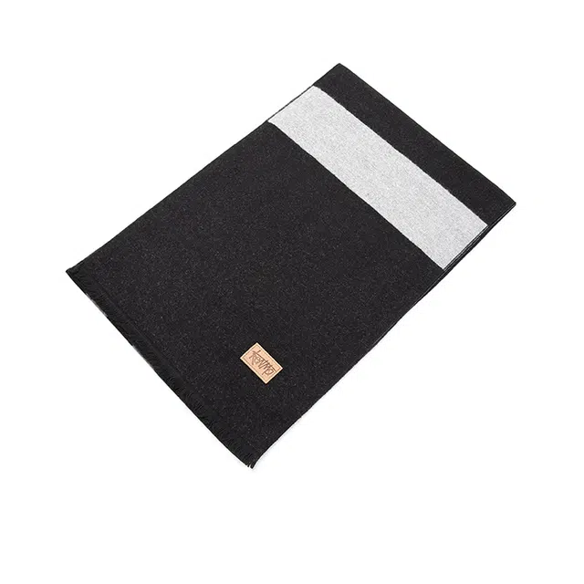 肯默 保暖条纹简约 聚酯纤维 绒线围巾 男女同款情侣款