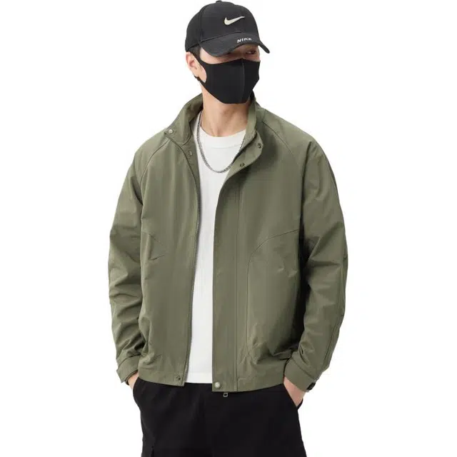 羽浅 潮牌美式立领工装外套春秋季高级感休闲上衣服时尚百搭夹克 男款