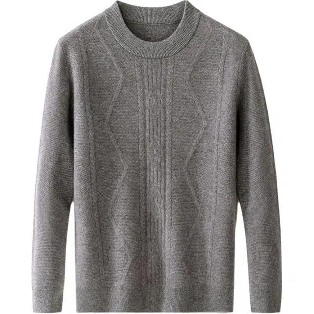 恒源祥   【牦牛绒+绵羊毛】秋冬复古麻花编织简约半高圆领打底针织衫 男女同款