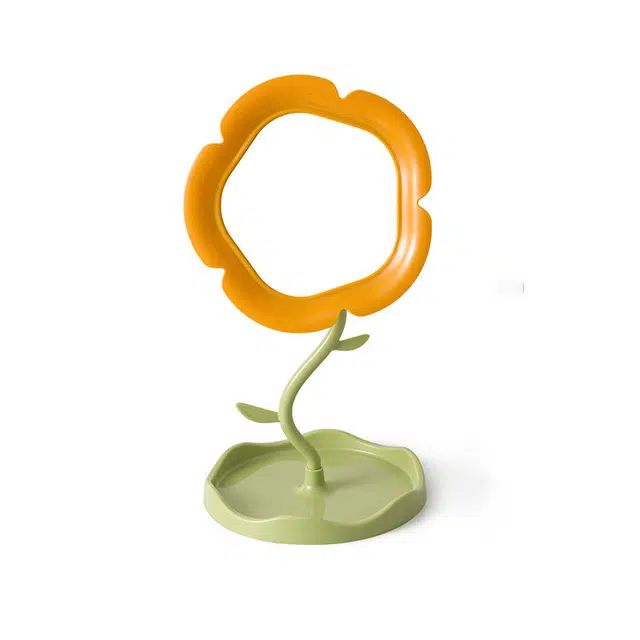 顽顽高颜值宿舍卧室桌面可爱女生桌面梳妆公主镜花朵镜台式镜