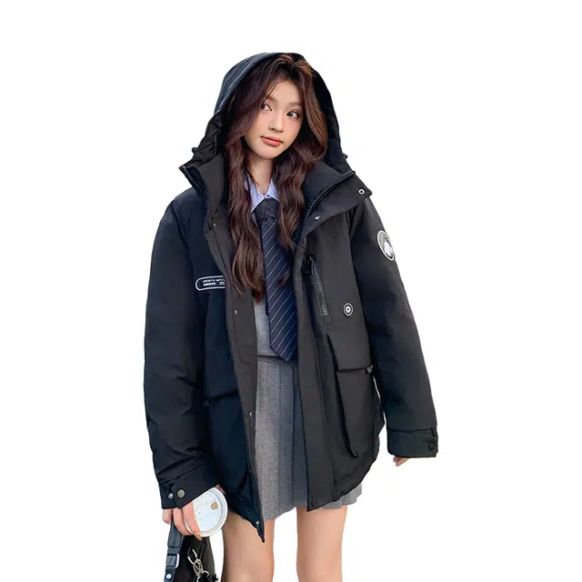 红蜻蜓 冬季学院风连帽棉衣休闲宽松工装棉袄时尚百搭保暖棉服 男女同款