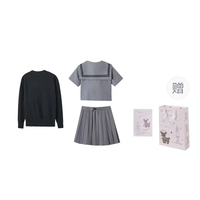 花山家的猫 美少女亮色纯欲可爱日系甜美大领结水手服秋季长袖针织开衫制服 女款