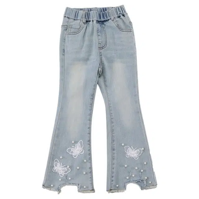 吉姆沃克牛仔裤 喇叭裤中大童网红韩版女孩裤子洋气潮