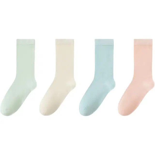 十三日季 桑蚕丝超薄吸汗纯色简约中筒袜 女款