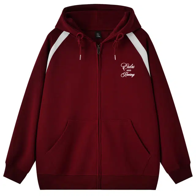 而度 美式复古撞色拼接连帽拉链精致高街宽松百搭多色外套卫衣 男女同款