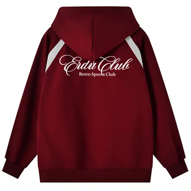 而度 美式复古撞色拼接连帽拉链精致高街宽松百搭多色外套卫衣 男女同款