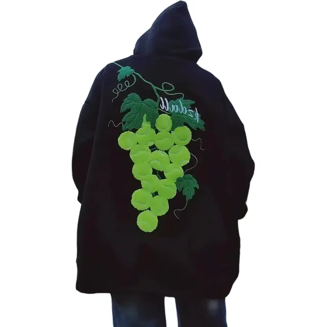 徐百货 美式高街潮牌百搭休闲葡萄网球毛巾绣上衣潮流宽松连帽卫衣 男女同款
