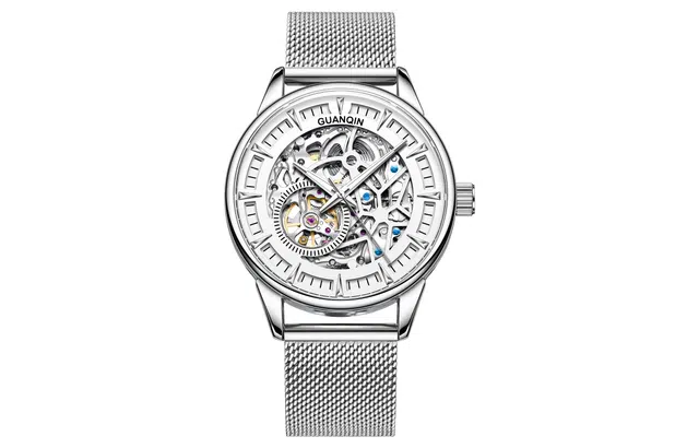 冠琴 自动机械机芯 精钢表带 国表 男表 镂空表盘