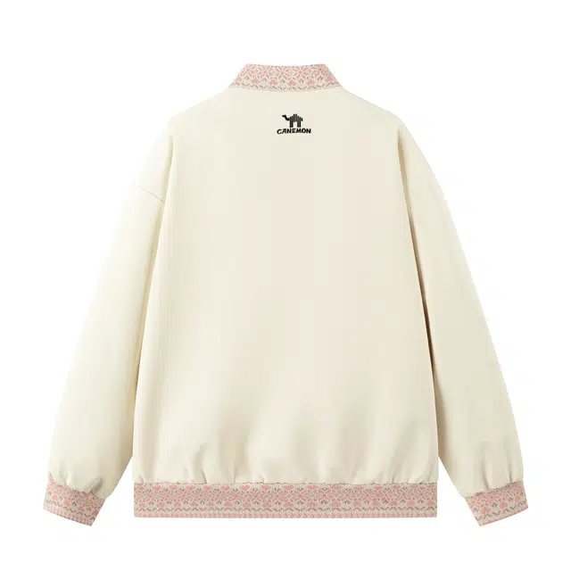 领航骆驼 学院风字母印花棒球领落肩宽松夹克外套 男女同款