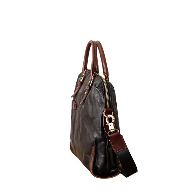 后步 不撞款设计复古百搭休闲商务日常通勤 头层牛皮 公文包 男款 黑色