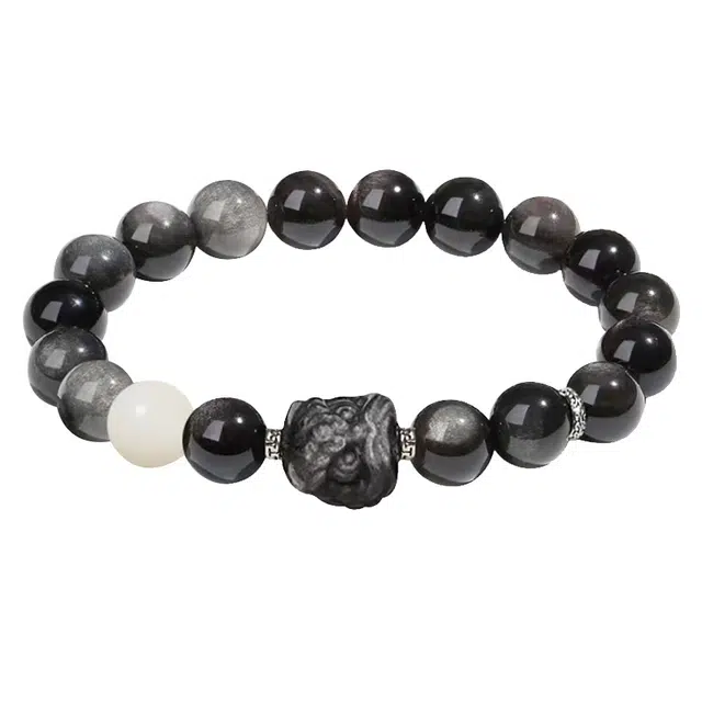 琛宬 【时来运转】财源滚滚吞金兽貔貅安康纳福十二生肖新中式国潮招财进宝复古时尚百搭#好运 黑曜石 手串 男女同款情侣款