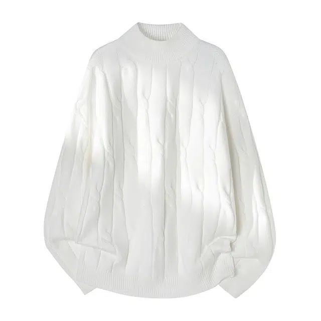 棉基因 文艺风不规矩结构设计款慵懒软糯纯色百搭打底针织上衣保暖防寒时尚宽松休闲毛衣 男女同款