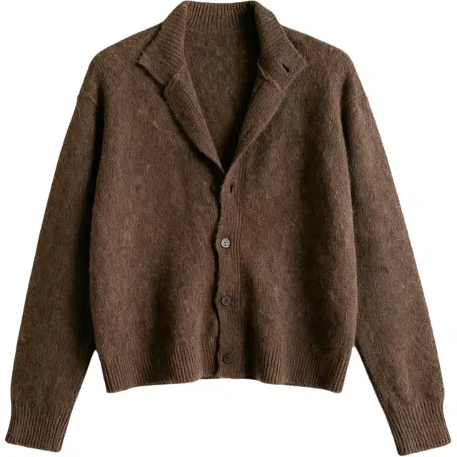 华夏儿女 氛围感软糯舒适慵懒风花纱混纺复古高级感毛衣开衫纽扣外套翻领痞帅老钱风针织衫 男女同款