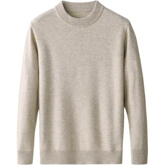 恒源祥 【山羊绒+绵羊毛】秋冬圆领加厚休闲百搭纯色打底衫针织衫 男女同款