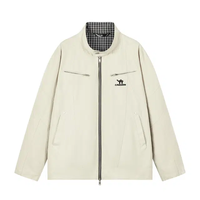 领航骆驼 时尚街头潮牌重工琥珀流光风无性别主义穿搭高级感宽松休闲内里拼接格子翻领飞行员教练外套   夹克  男女同款