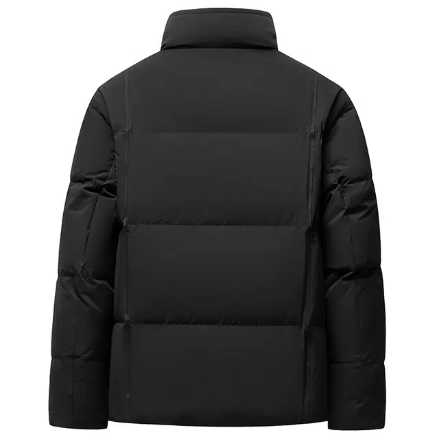 雅鹿 高蓬短款立领轻压休闲时尚舒适保暖中老年防寒防风外套羽绒服 男款