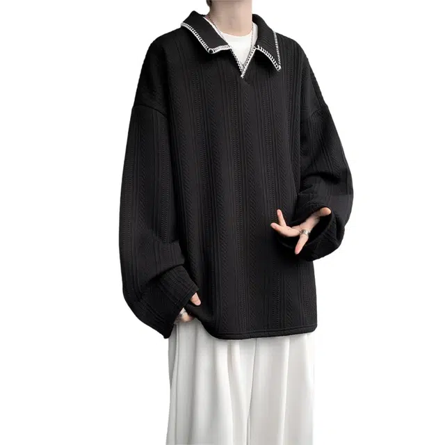 加荣 美式复古麦穗纹秋季贝壳绣翻领慵懒风宽松青少年痞帅外套手缝线设计感百搭休闲卫衣 男女同款