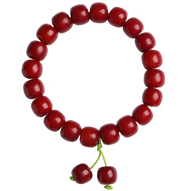 仙园韵 新中式复古精致典雅招财转运在好运小众设计简约车厘子红色桶珠文玩盘玩日常佩戴串珠 菩提根 手串 男女同款情侣款