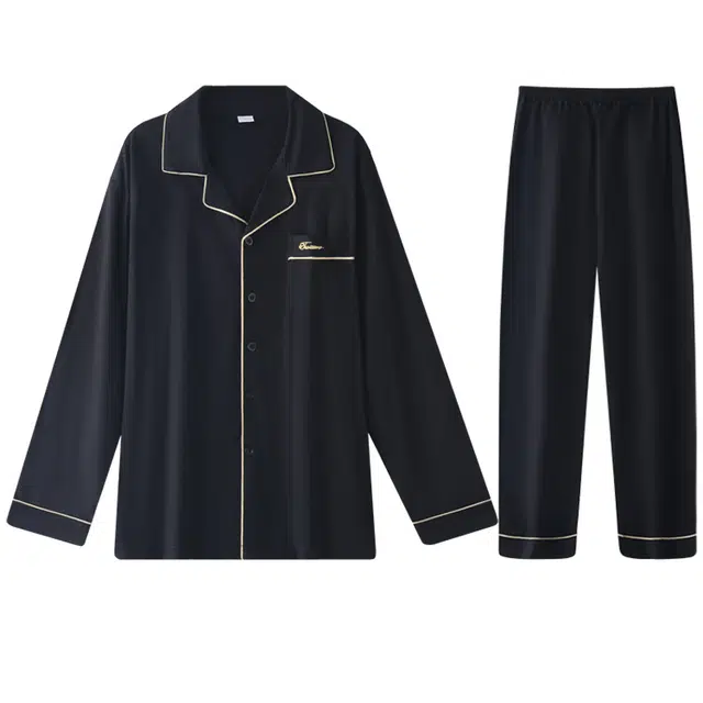 向薇 纯棉长袖开衫可外穿睡衣套装 男款 图片色