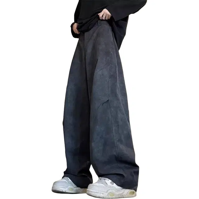 宝米卡 系脏脏秋季垂感直筒裤子高街阔腿长裤男休闲裤 男女同款