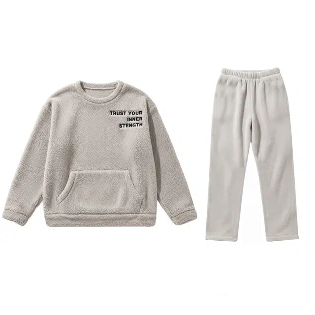 俏霓桐 休闲简约加厚加绒珊瑚绒保暖青少年字母可外穿家居服睡衣套装 男款