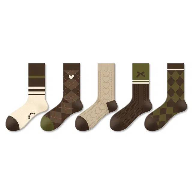 江狗 复古学院风菱格美拉德长袜长筒袜 女款