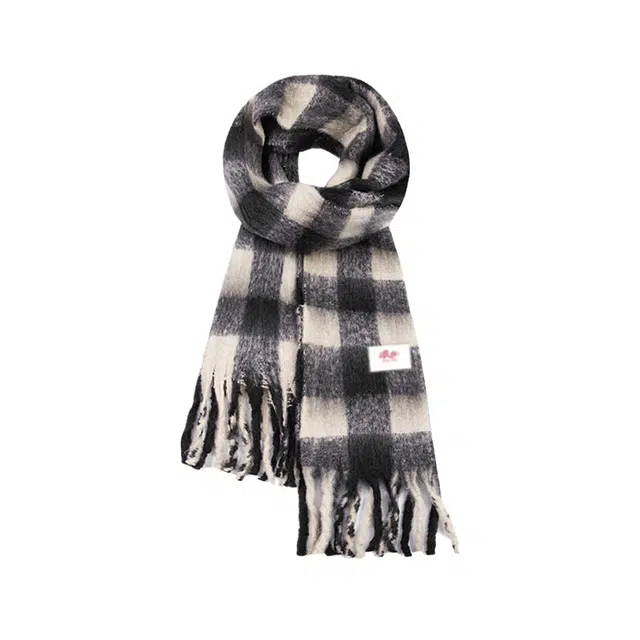 浪莎 超绝氛围感加厚长款马海毛围脖文艺百搭流苏设计保暖 聚酯纤维 绒线围巾 男女同款情侣款