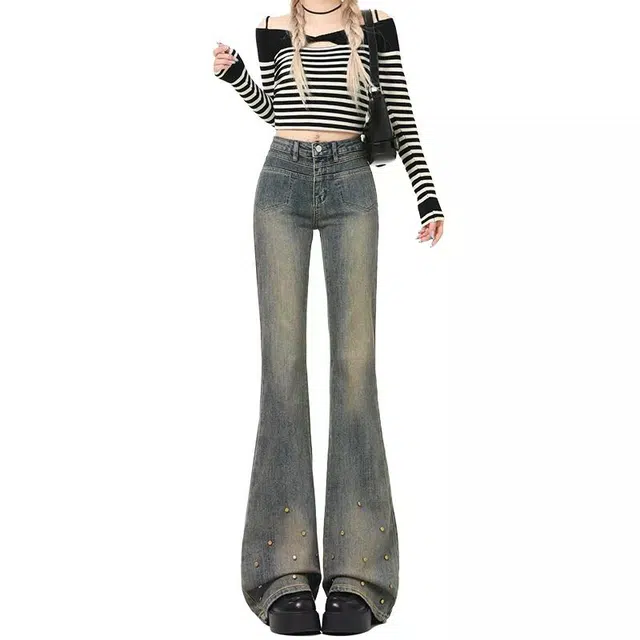 淑好百 修身显瘦水洗高腰牛仔裤 女款