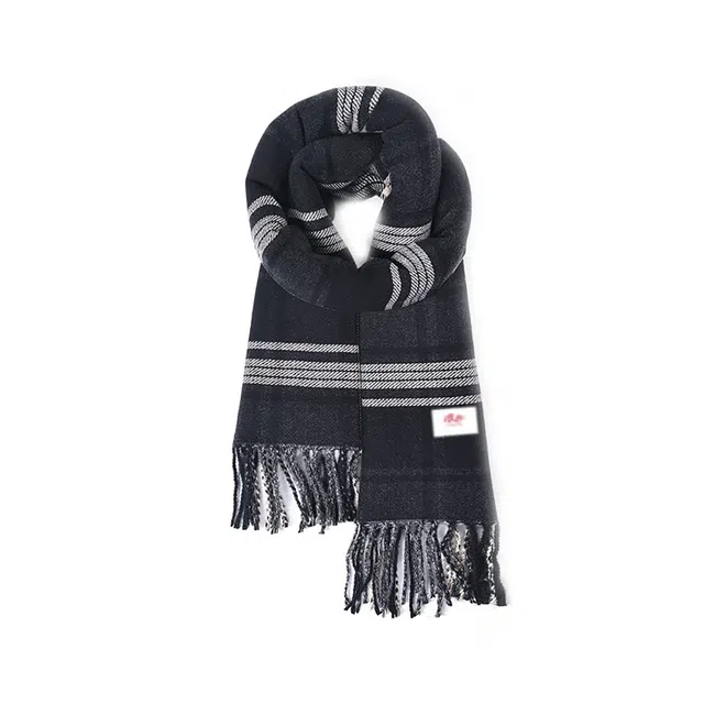 浪莎 百搭条纹方格拼色披肩高品质双面保暖加厚围脖 聚酯纤维 绒线围巾 男女同款情侣款