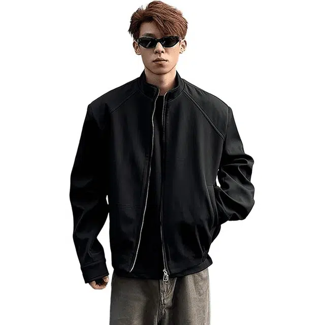 单爵 短宽西装外套男款高级感痞帅廓形棒球服美式立领夹克 男女同款