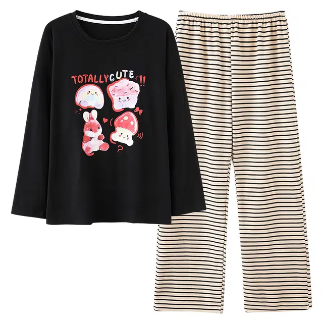 俏薇妮 德绒长袖秋冬季加厚保暖薄绒大码家居服可外穿睡衣套装 女款