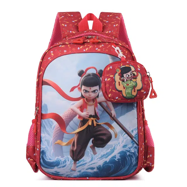 米囹 卡通新书包 轻盈减负 双肩包 大号 白色