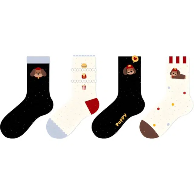 十三日季 条纹刺绣吸汗个性中筒袜 女款