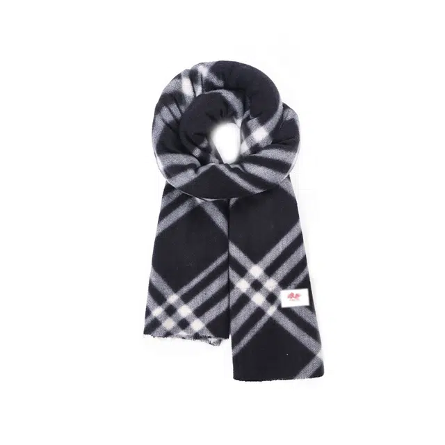 浪莎 高级感百搭黑白条纹亲肤保暖仿羊绒柔软 聚酯纤维 绒线围巾 男女同款情侣款