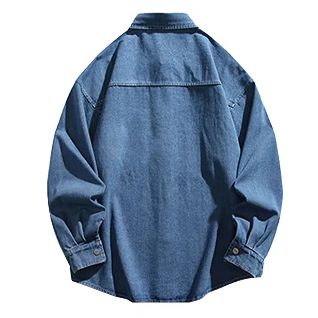 普鲁士多特蒙德 美式纯色复古小众个性设计高级感上衣百搭日常通勤基础款宽松长袖衬衫 男女同款