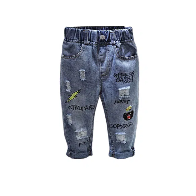 吉姆沃克牛仔裤 春秋款薄款宝宝长裤中小童裤子乞丐修身