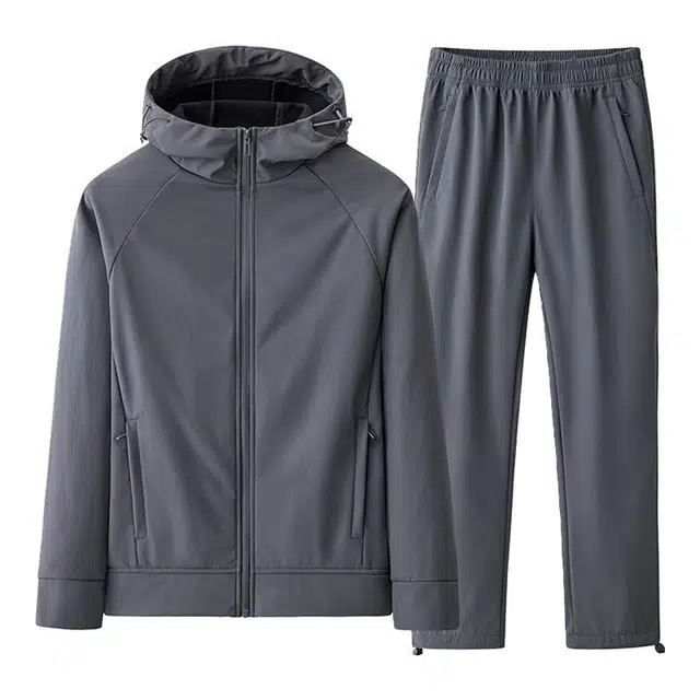 海尔斯 户外商务连帽纯色简约百搭休闲运动套装 男款