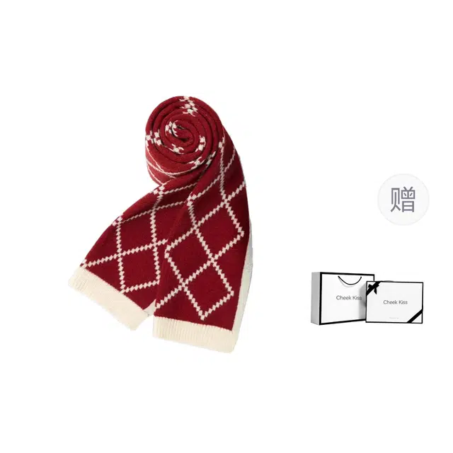 脸颊之吻 秋冬季韩版百搭高级感毛茸茸针织加厚防风御寒双面保暖 聚酯纤维 绒线围巾 女款