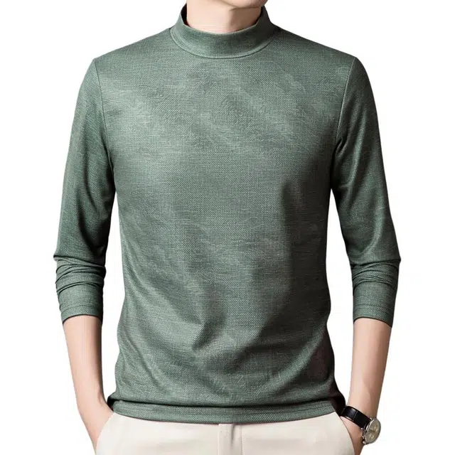 卡丹狄诺 含桑蚕丝羊毛奥粒绒内里加绒加厚秋冬季半高领长袖打底衫保暖舒适弹力户外休闲通勤卫衣 男款