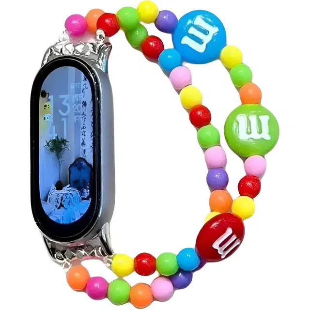 潮米勒 表带 小米红米适用 针织绳 串珠材质 多巴胺串珠可爱活泼潮流针织绳表链女男通用